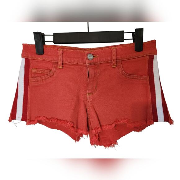 SIWY Red denim shortie short shorts cut offs 24 - Picture 4 of 7